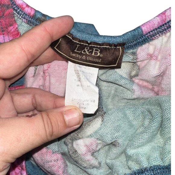 Blue L&B Lucky & Blessed Pink Floral On or Off Shoulder Dress Size Small - Picture 2 of 2